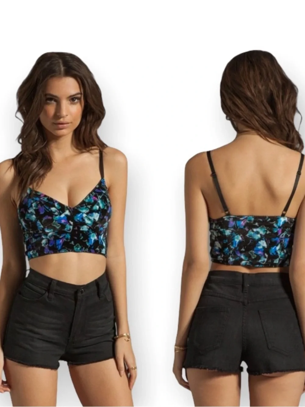 Intimately Free People Size S Floral Velvet Corset Style Crop Top / Bralette